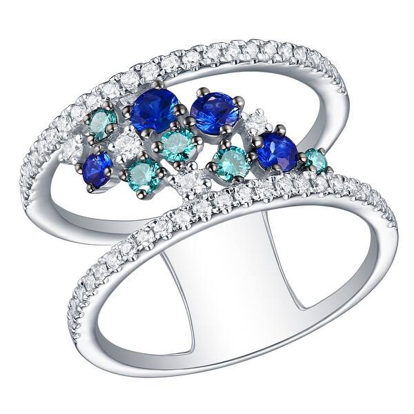 Prism Jewel Round Brilliant Cut Blue Color Diamond Cluster Ring Prism Jewel Round Brilliant Cut Blue Color Diamond Cluster Ring