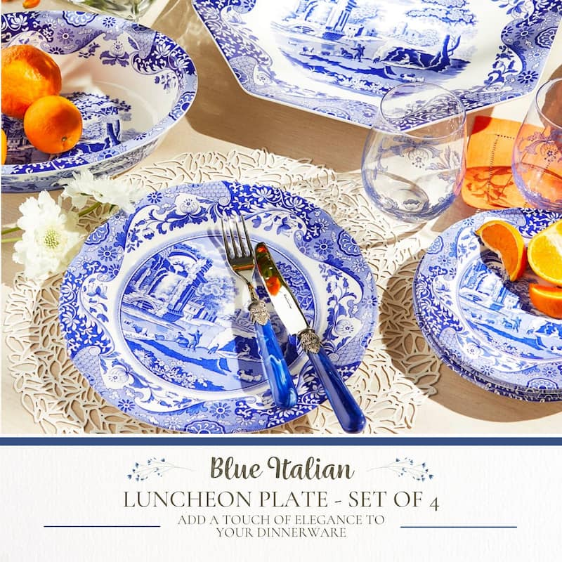 Spode Set of 4 Blue Italian Plates