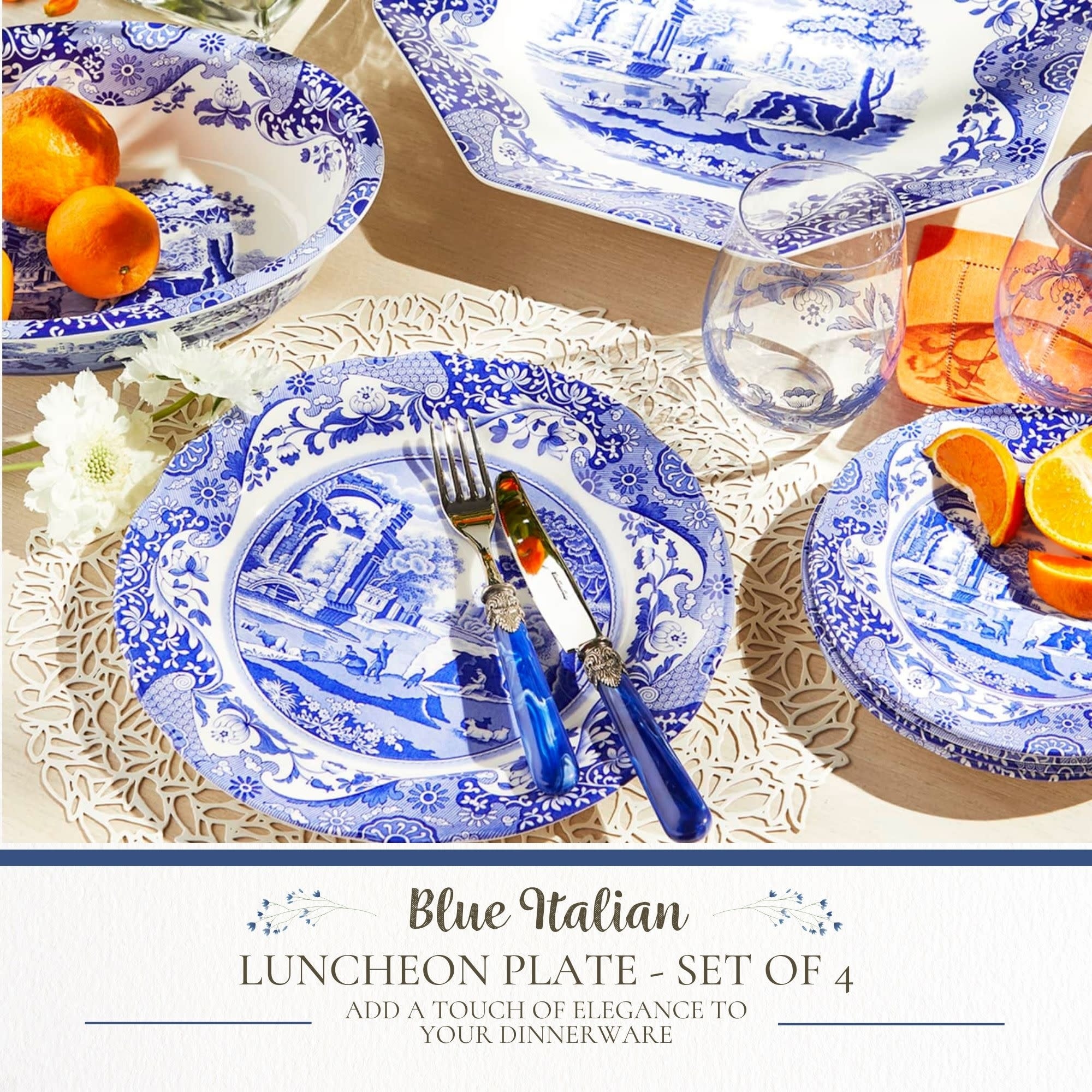 Spode Set of 4 Blue Italian Plates - Bed Bath & Beyond - 38394889