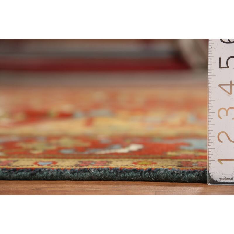 Medallion Heriz Serapi Indian Area Rug Handmade Floral Wool Carpet - 8'9" x 11'8"