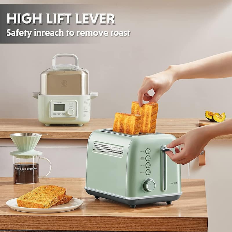 BUYDEEM 2-Slice Toaster,Extra Wide Slots Stainless Steel with High Lift Lever Toster