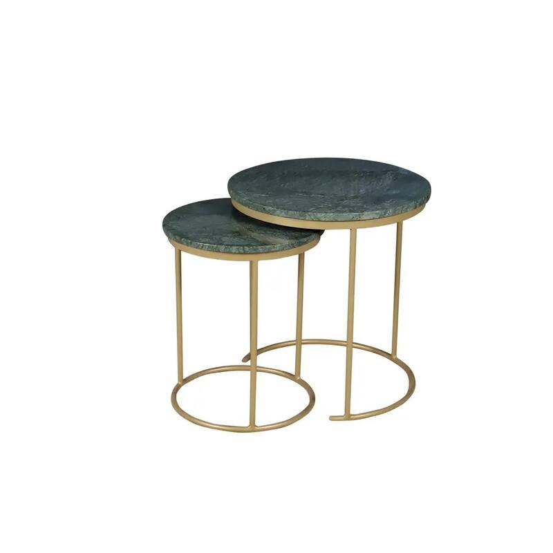 Marble Nesting Coffee Table Set Of 2 With Metal Frame