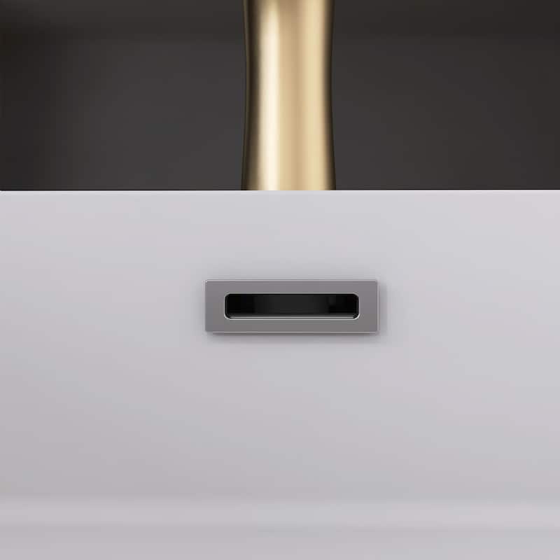 59.6'' Freestanding Bathroom Vanity with White Integrated Solid Surface Sink in Smoked Oak - 59.49'' x 19.11'' x 36.45''