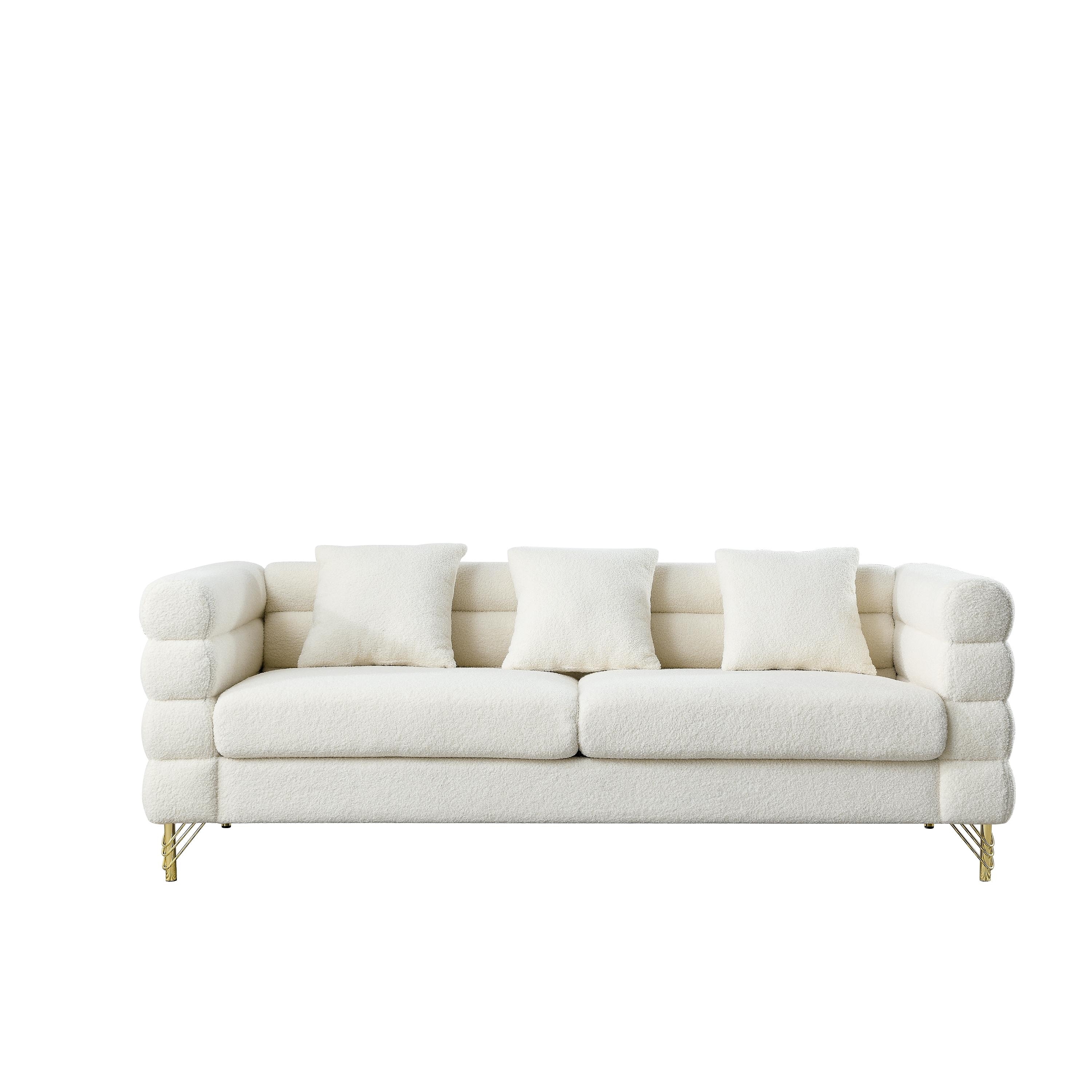 81 Inch Oversized 3 Seater Sectional Sofa with 3 Pillows for Living Room
