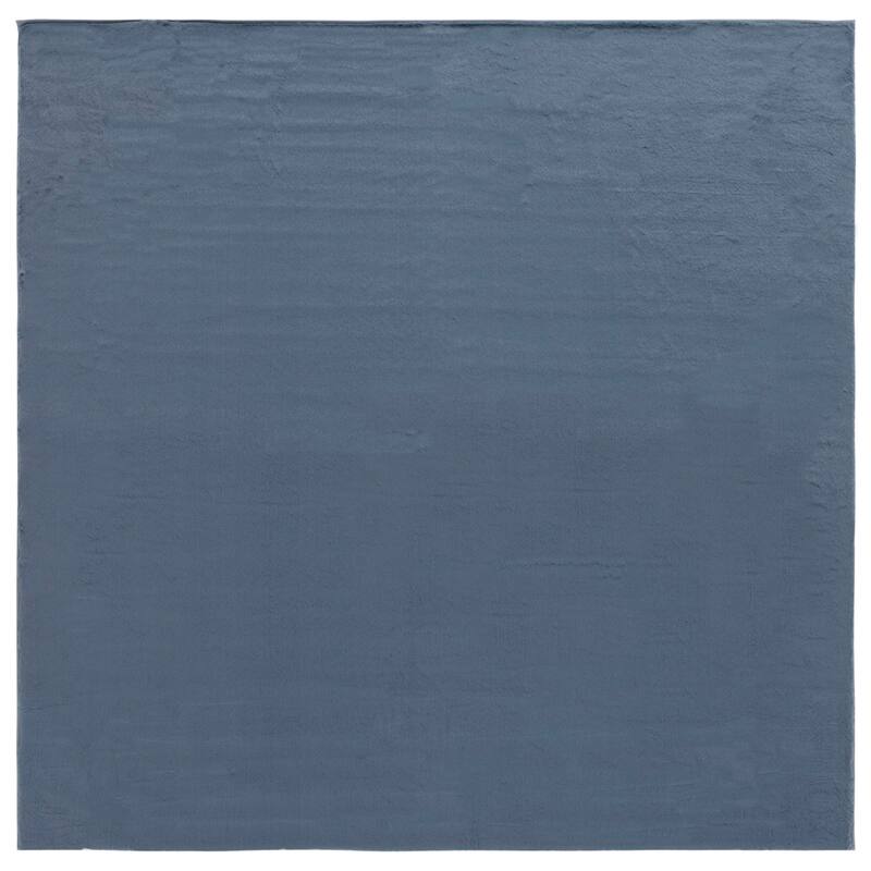 SAFAVIEH Faux Rabbit Auzinda Washable Fur Solid Shag Rug - 6' Square - Dark Grey