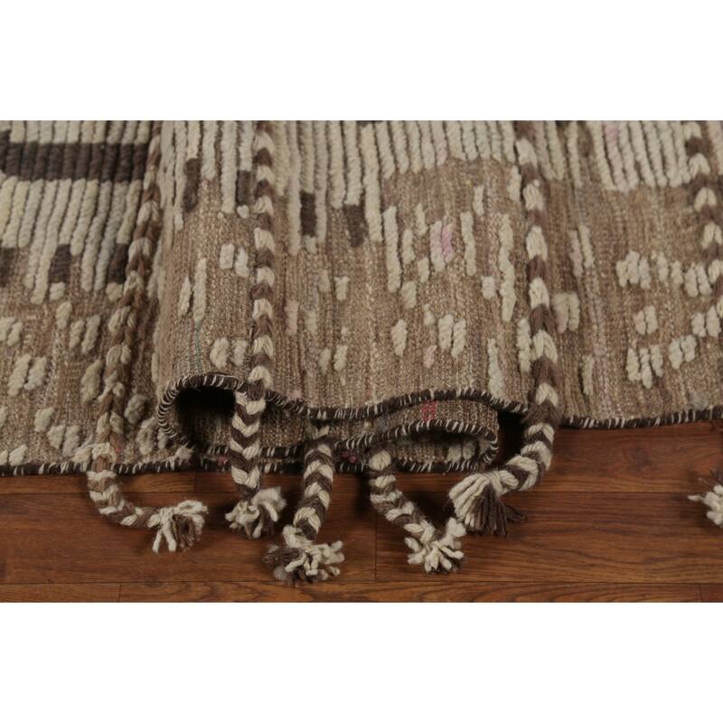 Striped Moroccan Oriental Large Area Rug Hand-Knotted Wool Carpet - 12'0"x 15'8"