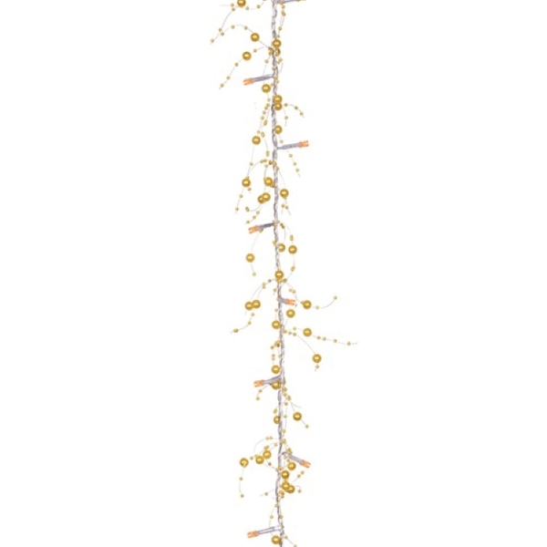 96&quot; Pre-Lit LED Gold Beaded Artificial Christmas Garland - Overstock