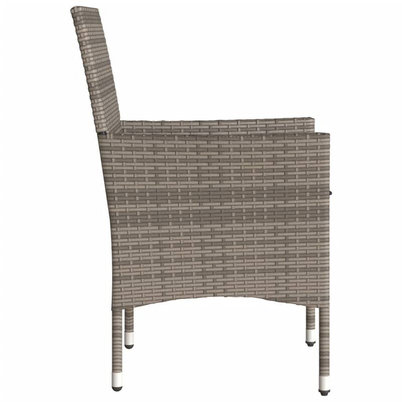 vidaXL Patio Chairs with Cushions 2 pcs Poly Rattan