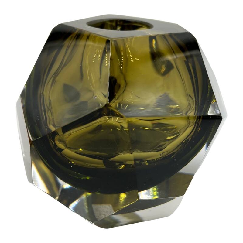 4" High Premium Contemporary Glass Vase for Flowers in Brown