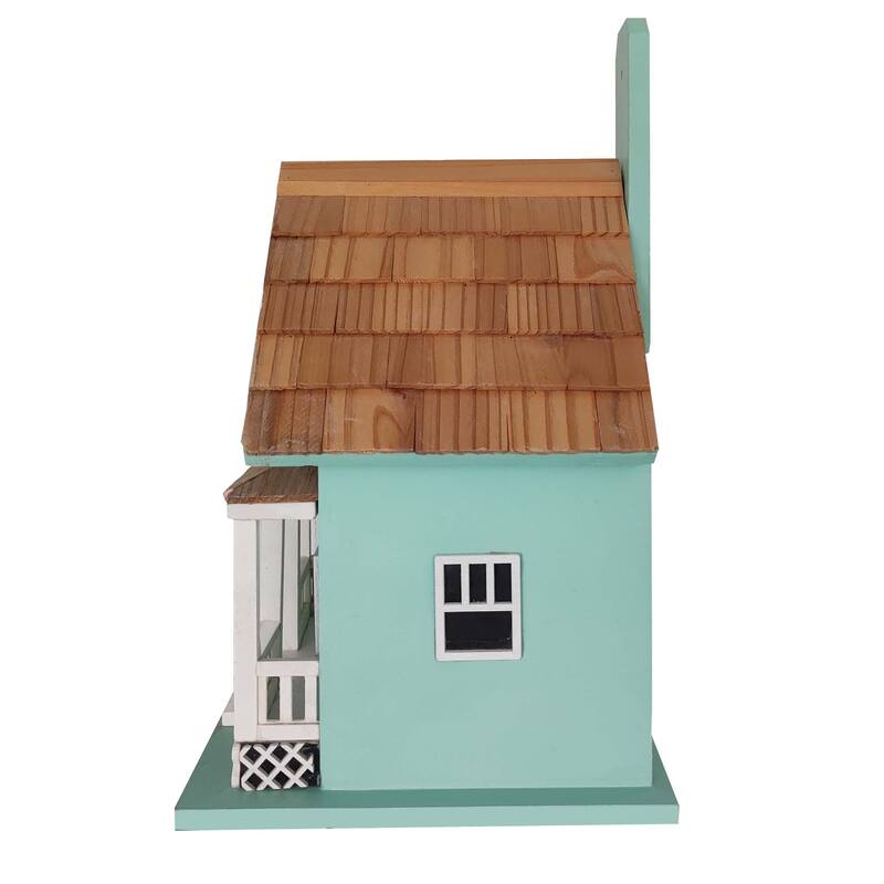 Home Bazaar 9" x 6.5" x 7.25" Beachside Cottage Birdhouse - Seafoam Blue - 7.25"x9"x6.5"