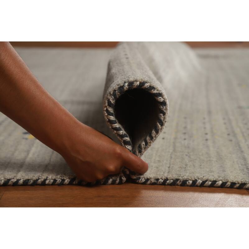 Hand Knotted Oriental 100% Wool Carpet Tribal Tribal Greys & Charcoal Gabbeh Area Rug - 9' 9'' X 8' 0''