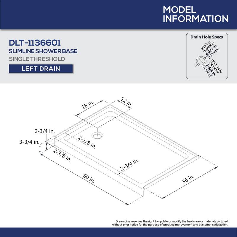 DreamLine Infinity-Z 36 in. D x 60 in. W x 74 3/4 in. H Sliding Shower Door and Shower Base Kit - 36" x 60" - 36" x 60"