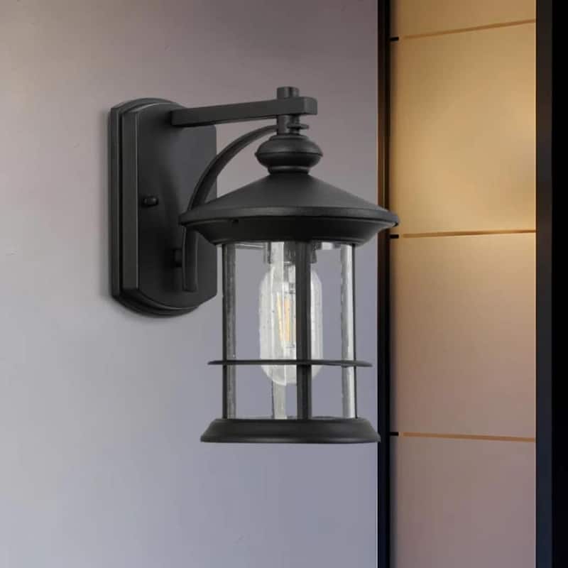 Waterproof Outdoor Hardwired Wall Lantern Sconce with Clear Glass