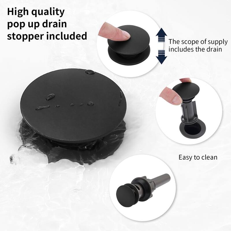 2-Handle Bathroom Sink Faucet 3 Hole 360° Swivel Spout Vanity Sink with Pop Up Drain Assembly and cUPC Water Supply Hoses