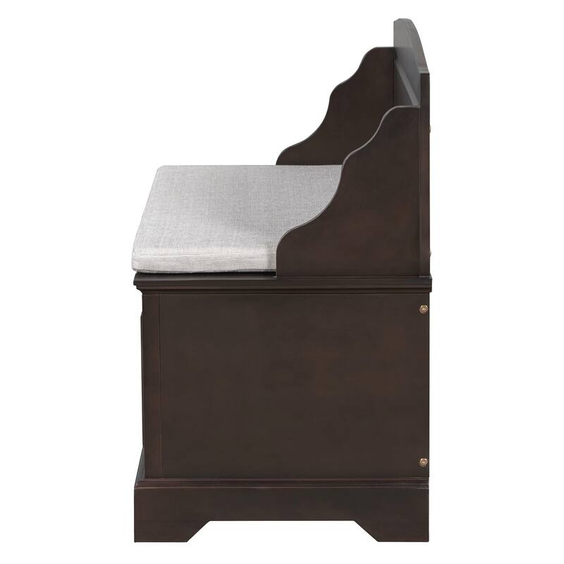 Retro Shoe Storage Bench with Safe Soft-Close Devices, Storage Chest with Hidden Storage and Cushion for Entryway, Hallway