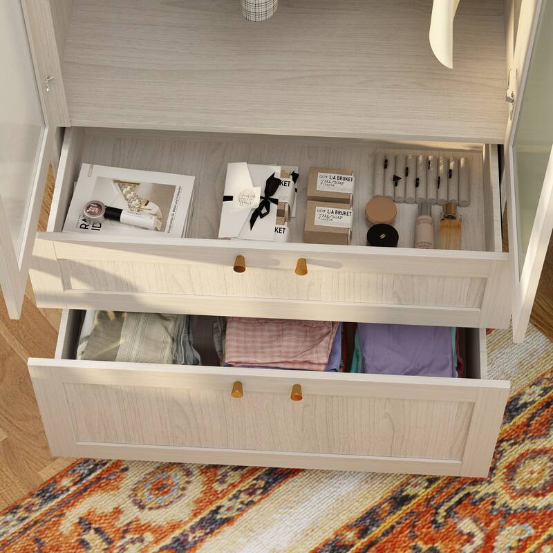 Large Glass Combination Cabinet: Contemporary Storage Closet Armoires