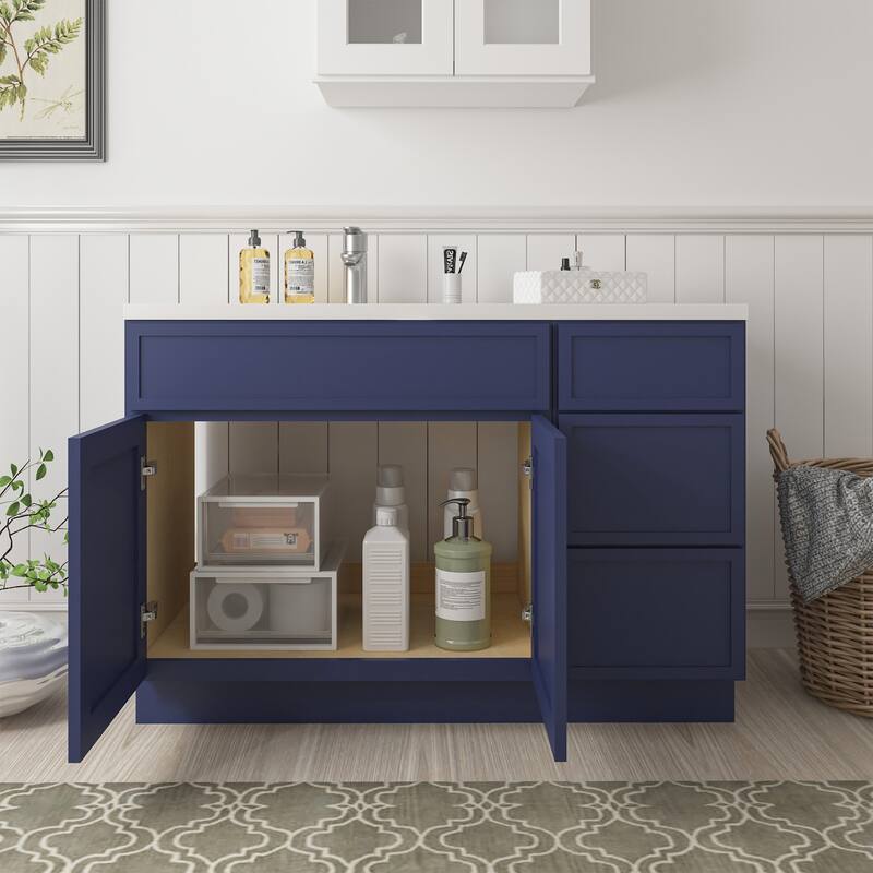 Vanity Art 48" Birch Freestanding Bathroom Vanity Cabinet without Top