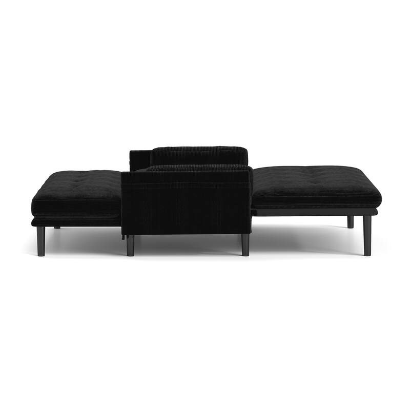 Black 2 Seater Reclining Sofa Sleeper in Fabric and Metal