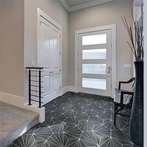 SomerTile 8.625x9.875-inch Madama Hex Nero Porcelain Floor and Wall Tile (25 tiles/11.56 sqft.). Opens flyout.