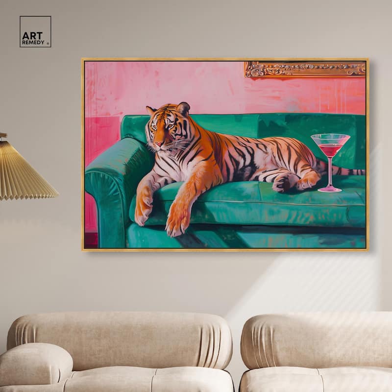 Lounging Tiger Canvas by Art Remedy