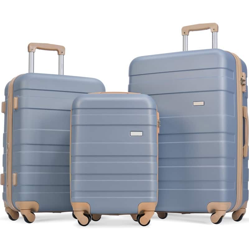 3pcs Luggage Sets Expandable Hardshell Lightweight Durable Suitcase Set Spinner Wheels Suitcase with TSA Lock - Light Blue