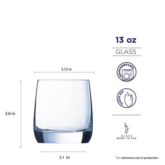 Luminarc Grand Estate 13-Ounce Double Old Fashioned Glass, Set of 6