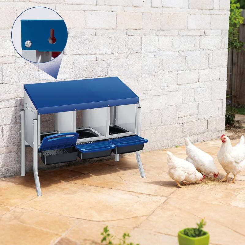3 Holes Egg-Laying Boxes Nesting Boxes for Chickens Coops with Legs