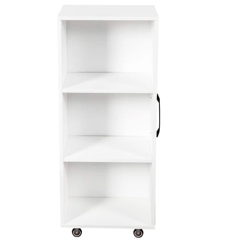 Anmytek Multi Functional 3 Tier Slide Out Door Bookcase - With Wheels Hidden Storage Cabinet