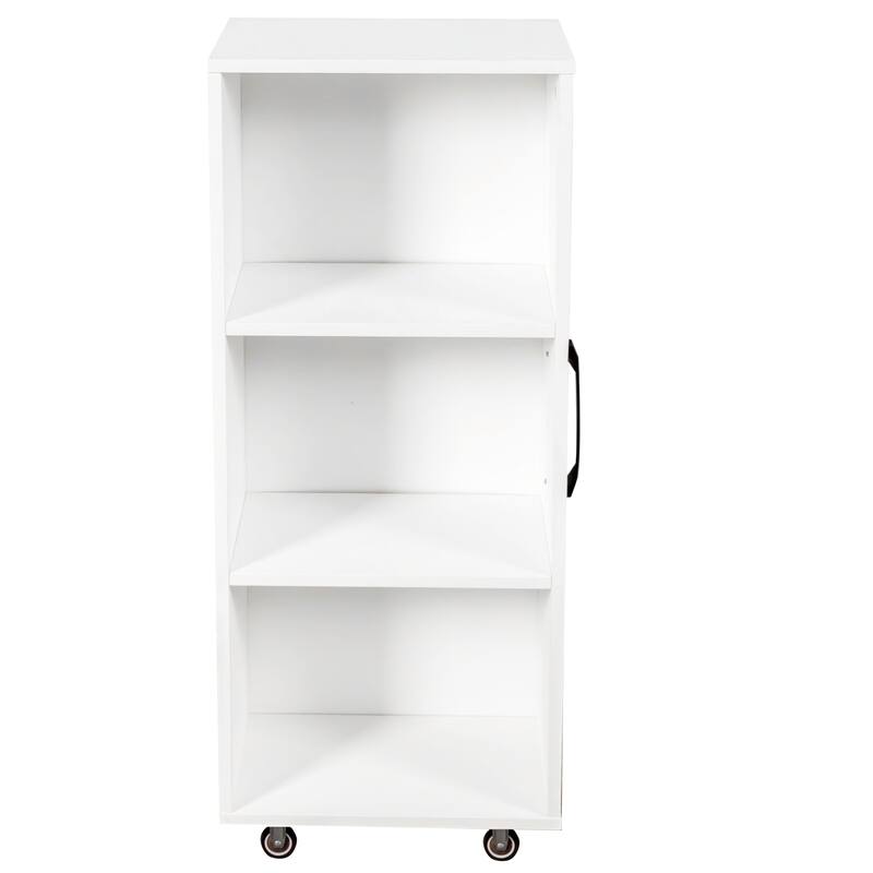 Bookcase with Three Pulled Out Doors Shelving Cabinet,3 Tier Floor Standing Bookcase,Slide Out Storage Bookcase