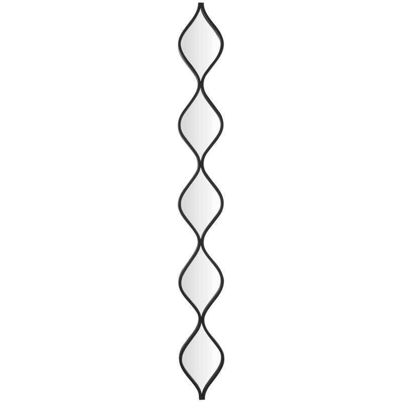 Metal Slim Stacked Chain 5 Layer Wall Mirror with Tear Drop Pattern - Silver, Black, Gold - Roche River Decor - Black