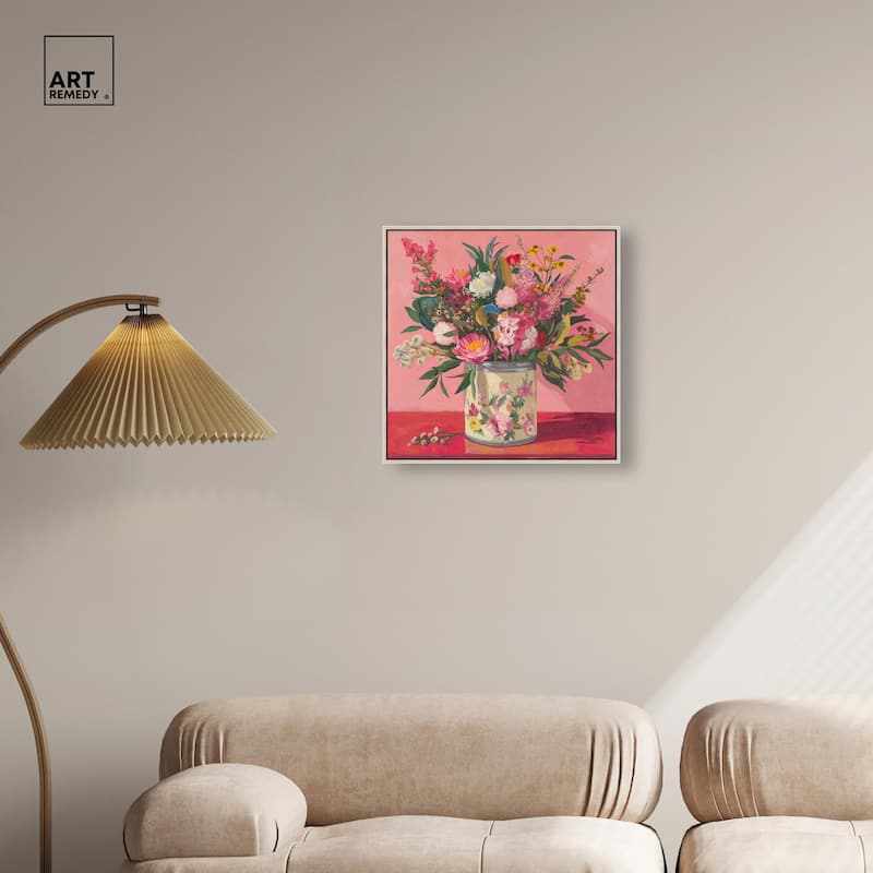 Pink Floral Tin Canvas by Art Remedy