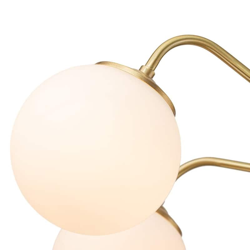 Modern 6-Light Brass Sputnik Chandelier with Frosted Glass Globes