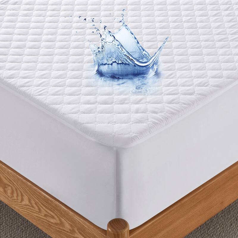 Ultrasonic Quilting Waterproof Mattress Protector Pad Cover - White