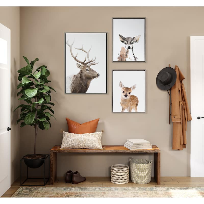 Kate and Laurel Sylvie Stag Profile Framed Canvas by Amy Peterson Art Studio