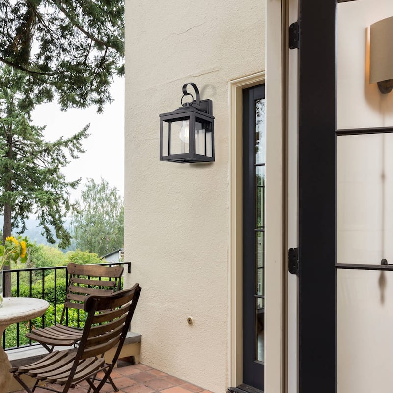2 Pack 1-Light Matte Black Dusk to Dawn Outdoor Wall Lantern Sconce - 2 Pack