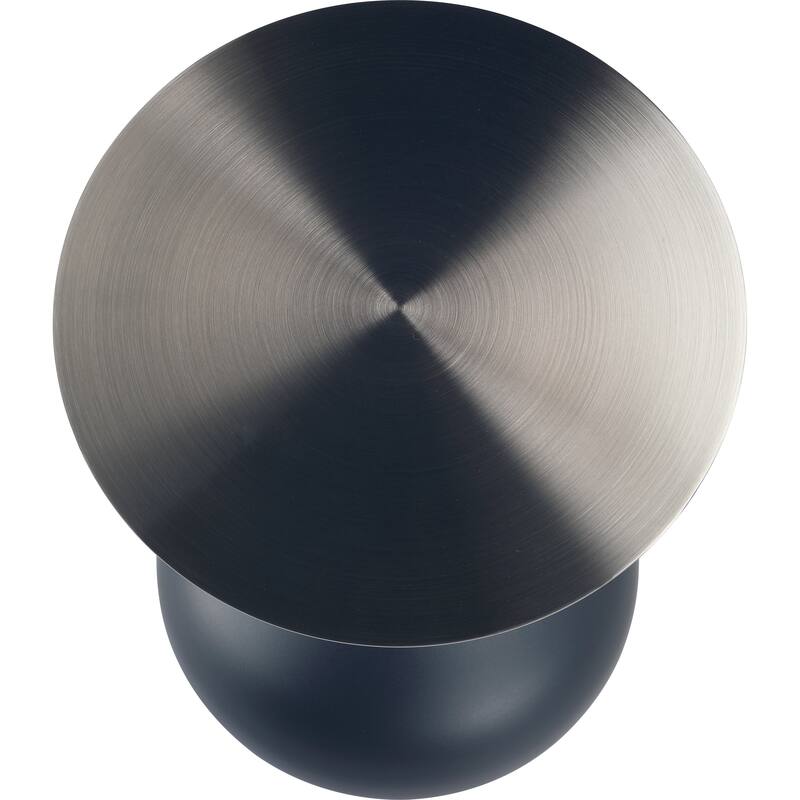 Savoy Round Side Table Stainless-Steel Black Top and Pedestal Base for Home Office Living Room