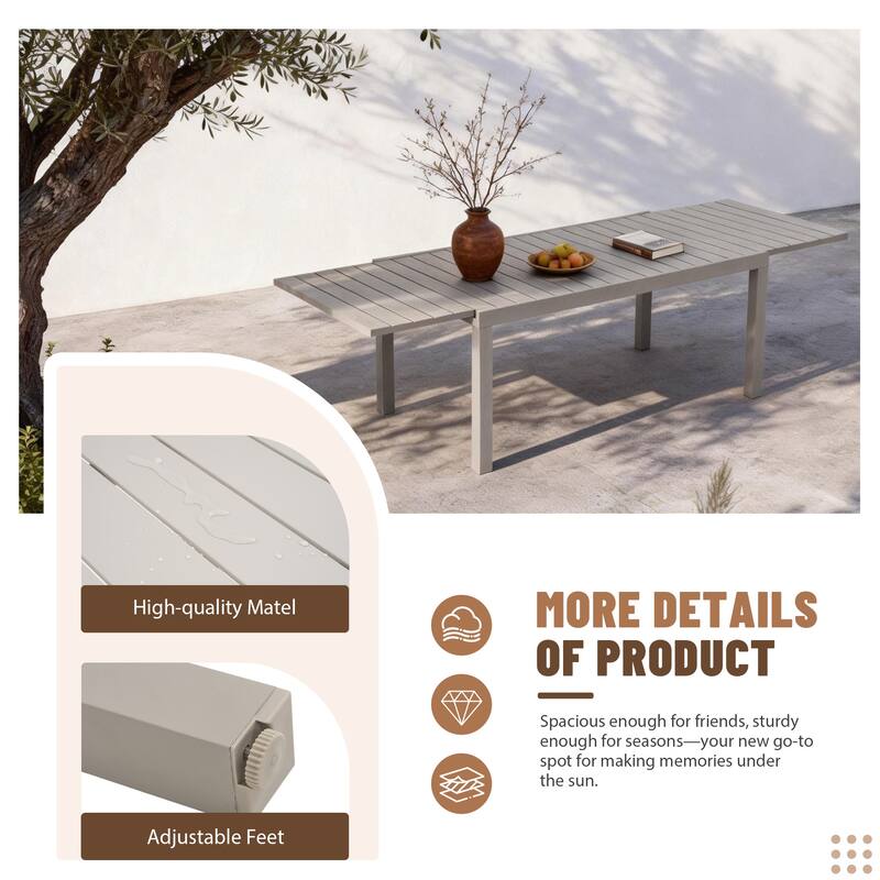 9-Piece Patio Aluminum Extendable Dining Set with Rattan Chairs