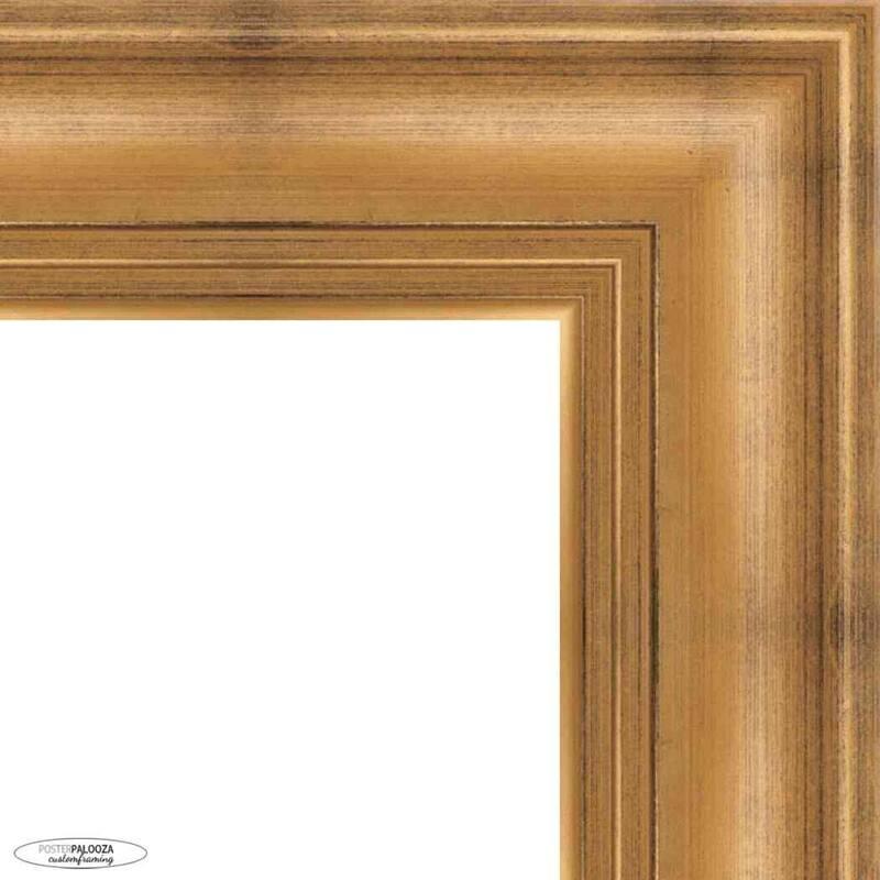 12x24 Traditional Gold Complete Wood Picture Frame with UV Acrylic