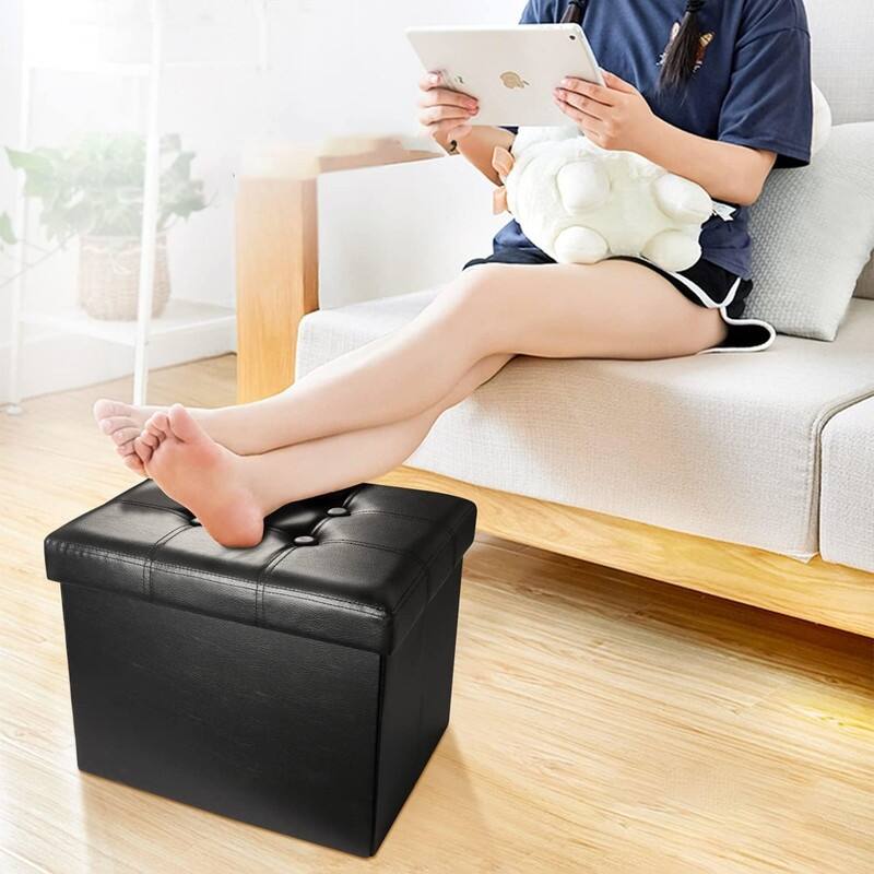 Small Leather Storage Ottoman