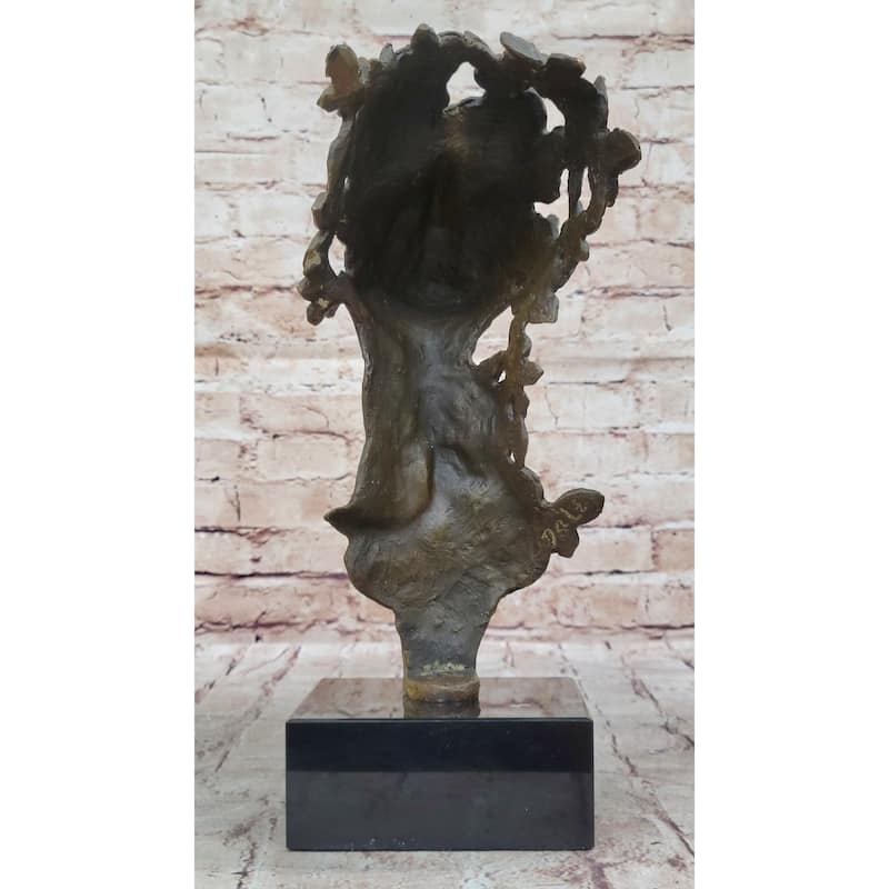 Abstract Surreal Female Bust Face Mask Butterflies Bronze Metal Sculpture Dali
