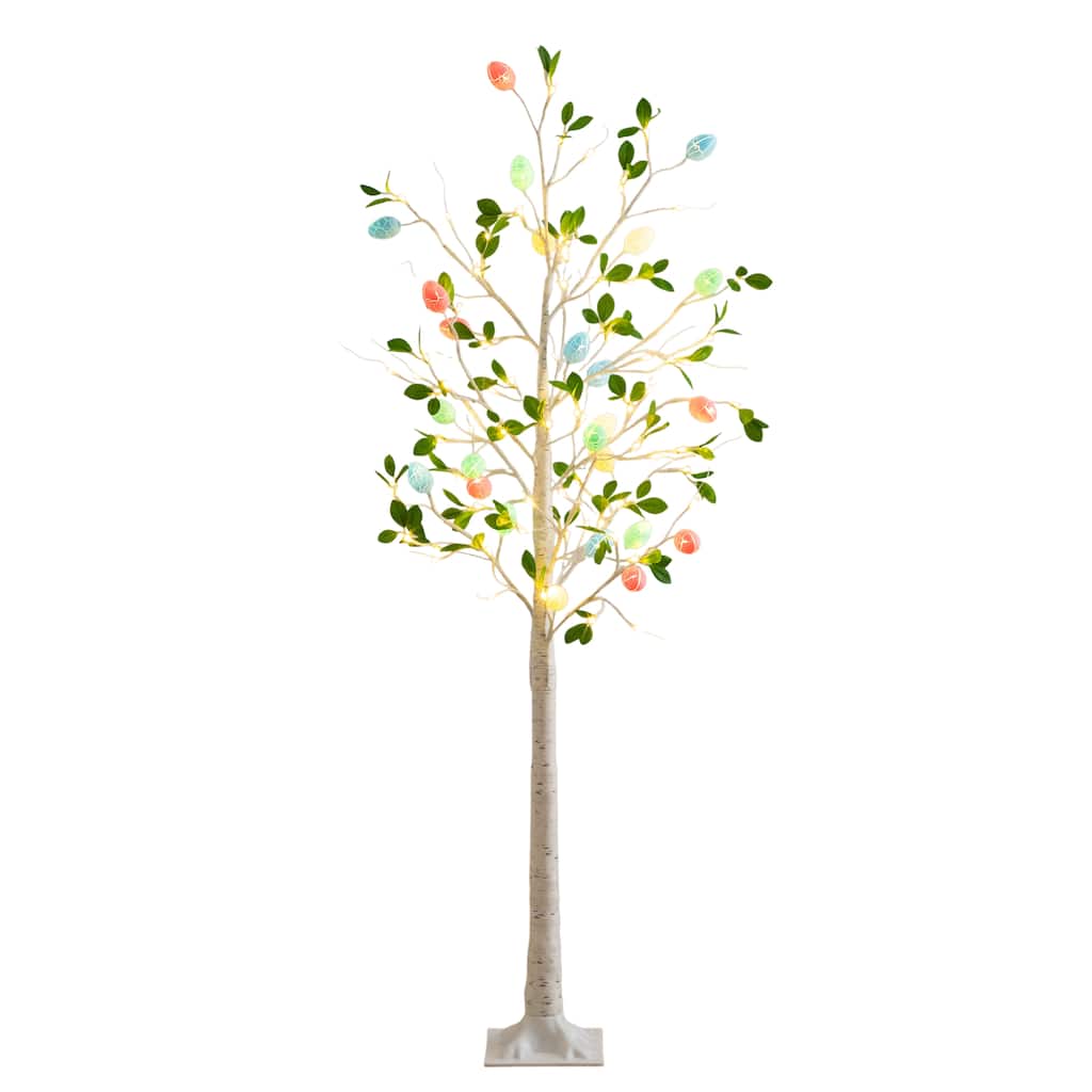 6-ft Pre-Lit Blooming Easter Egg Twig Tree with 24 LED Lights