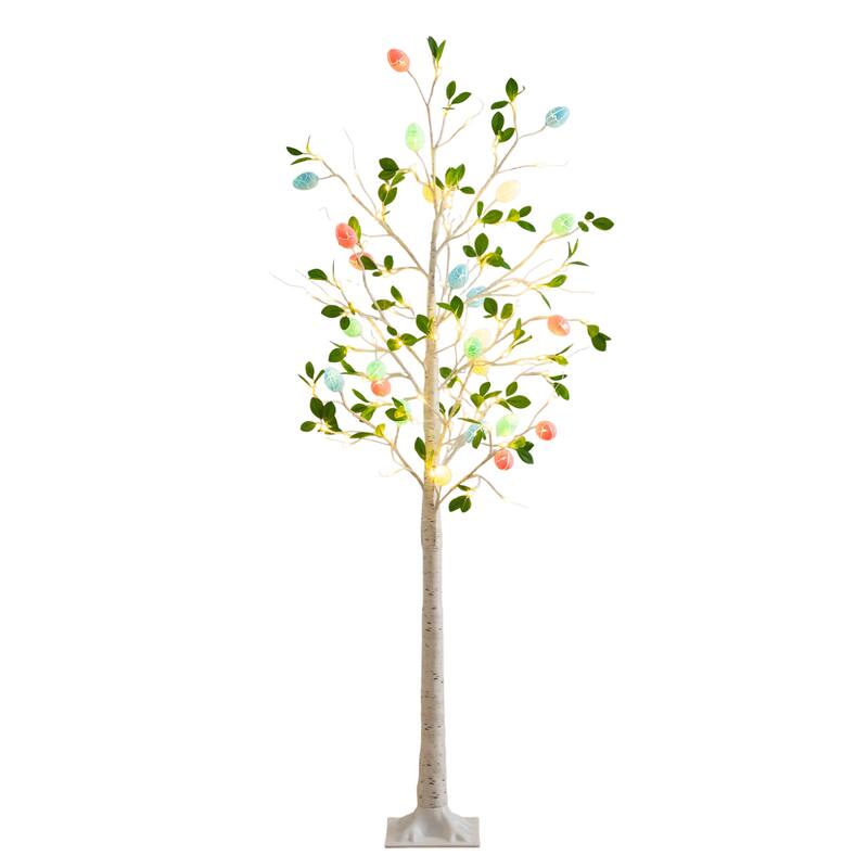 6-ft Pre-Lit Blooming Easter Egg Twig Tree with 24 LED Lights