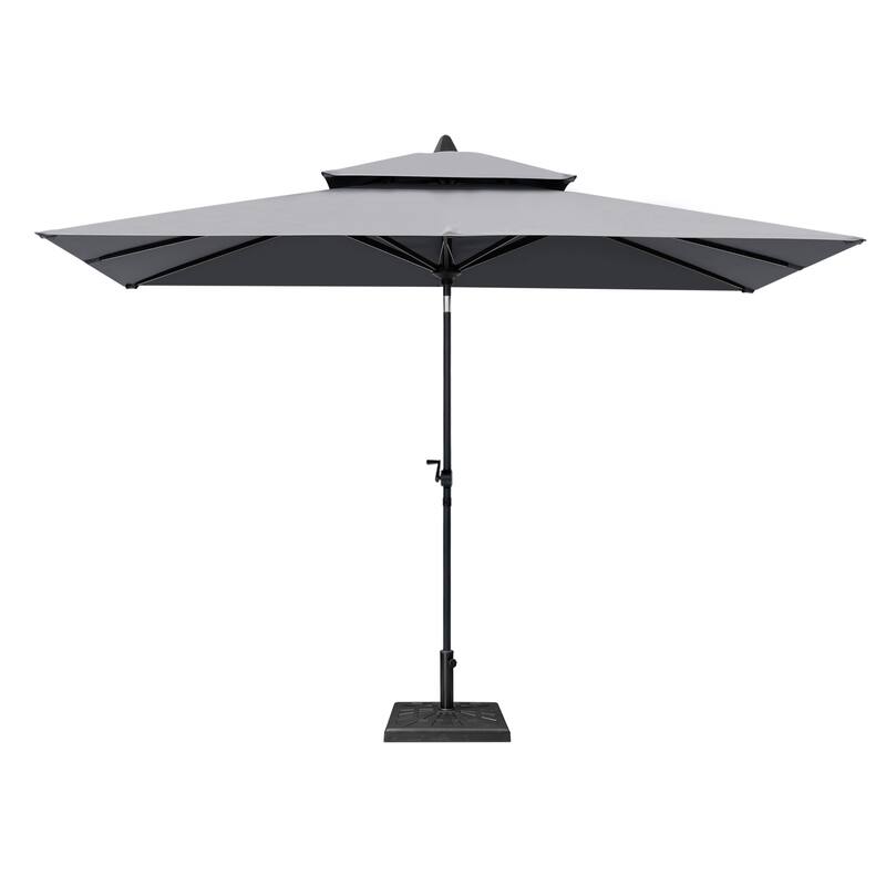 10 x 6.5 FT Outdoor Double Top Patio Market Umbrella with Base