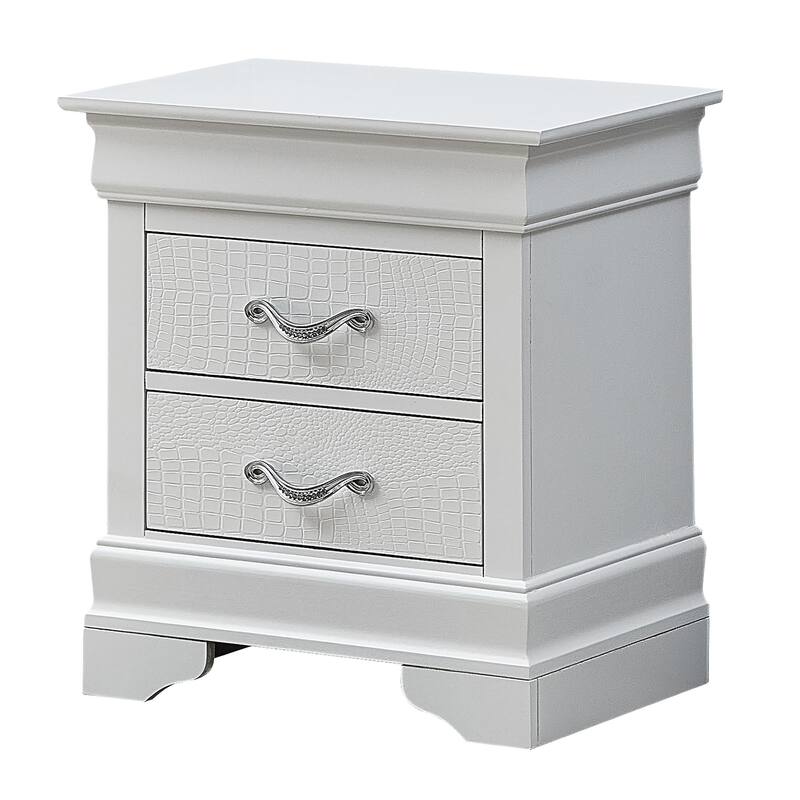 Wooden Nightstand with 2-Drawers - 24" - Silver