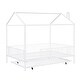 preview thumbnail 7 of 11, Kids and Baby House-Shaped Metal Full Size House Bed with Fence and Twin Trundle
