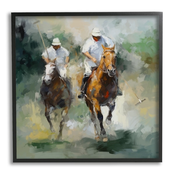 Stupell Two Polo Players Abstract Framed Giclee Art Design by
