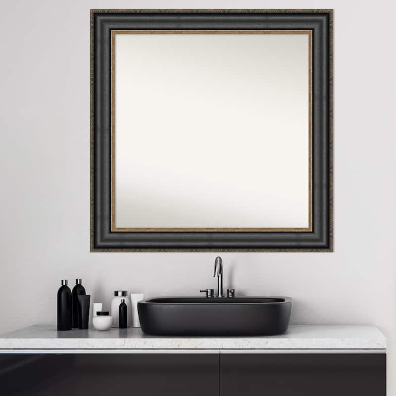 Non-Beveled Bathroom Wall Mirror - Thomas Black Bronze Frame