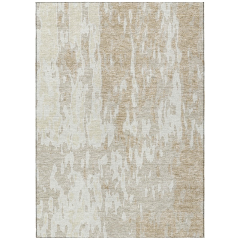 Machine Washable Indoor/ Outdoor Abstract Contemporary Chantille Rug