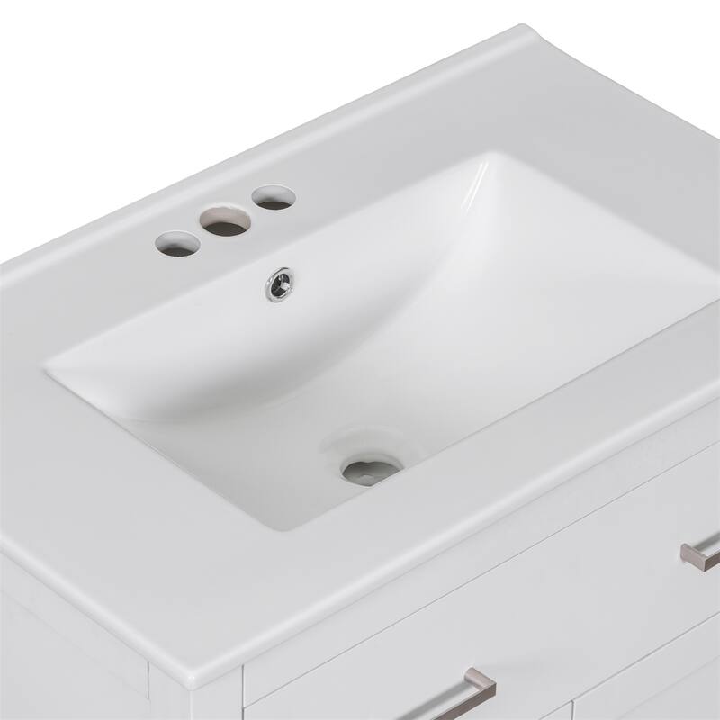 30-inch Bathroom Vanity with Ceramic Sink, 2 Doors, Soft Close Doors