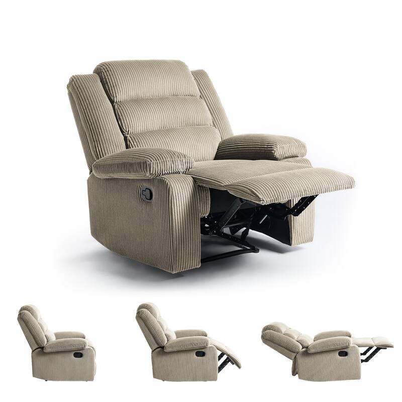 Classic Corduroy Upholstered Push Back Manual Recliner Chair